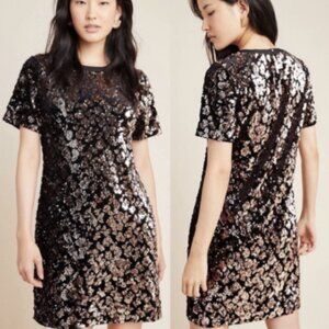 Ro & De Anthropologie Andi Sequined Tee Dress - Women | Color: Black | Size: M